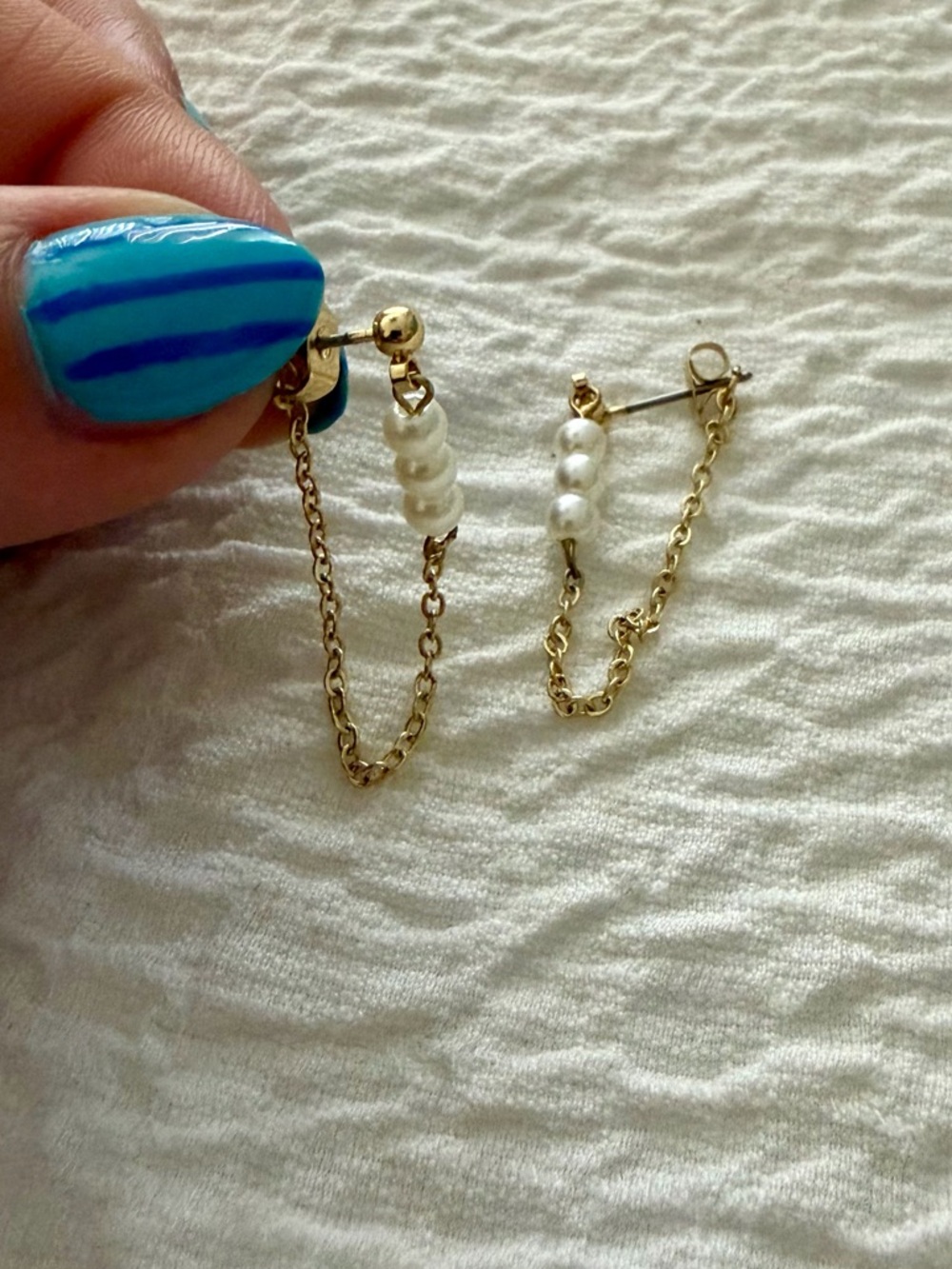Gold Chain Pearl Drop Earrings - Elegant Women’s Jewelry